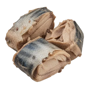 A few chunks of drained canned mackerel